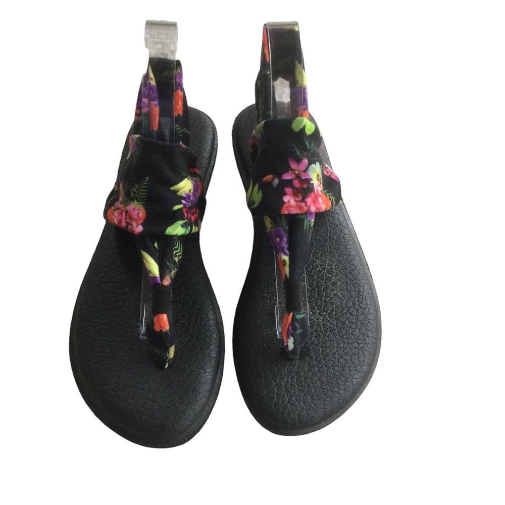 Sanuk Floral Slingback Yoga Thong Sandal Size 10 - Picture 3 of 9